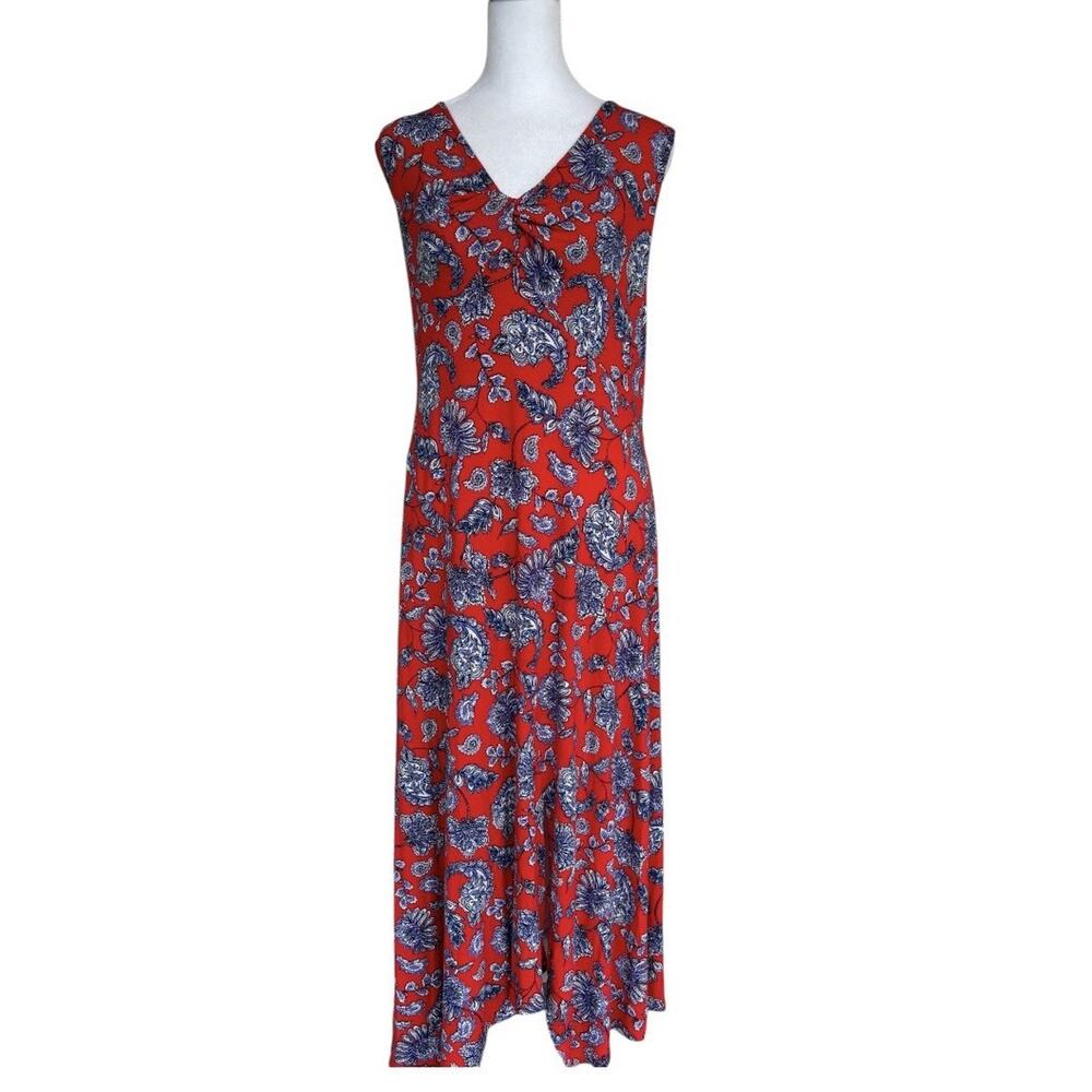 Harper 241 Boho Red Paisley Floral Tank Dress XL Cottagecore Vacay Cruise Resort - Picture 2 of 8